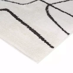 Kirklands Home Black and Ivory Monotone Geo Area Rug, 5x7 Clearance