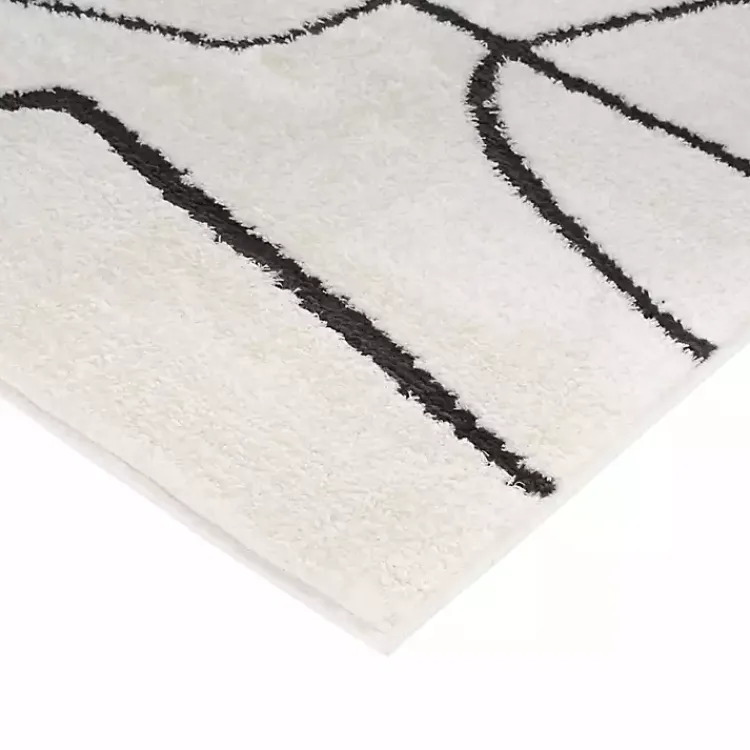 Kirklands Home Black and Ivory Monotone Geo Area Rug, 5x7 Clearance