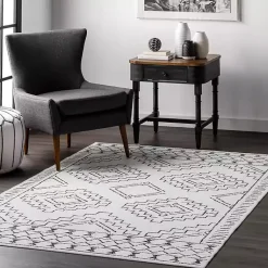 Kirklands Home Black and Ivory Moroccan Washable Runner Outlet