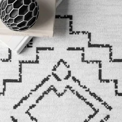 Kirklands Home Black and Ivory Moroccan Washable Area Rug, 3x5 Discount