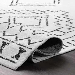 Kirklands Home Black and Ivory Moroccan Washable Area Rug, 3x5 Discount