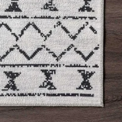 Kirklands Home Black and Ivory Moroccan Washable Area Rug, 3x5 Discount
