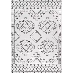 Kirklands Home Black and Ivory Moroccan Washable Area Rug, 5x8 Outlet