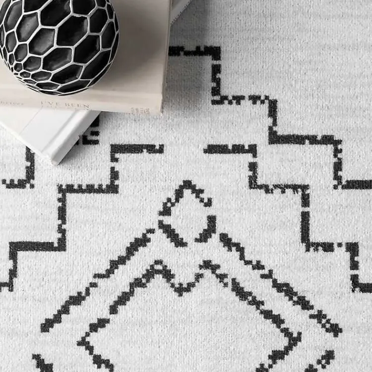 Kirklands Home Black and Ivory Moroccan Washable Area Rug, 5x8 Outlet
