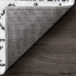 Kirklands Home Black and Ivory Moroccan Washable Area Rug, 5x8 Outlet