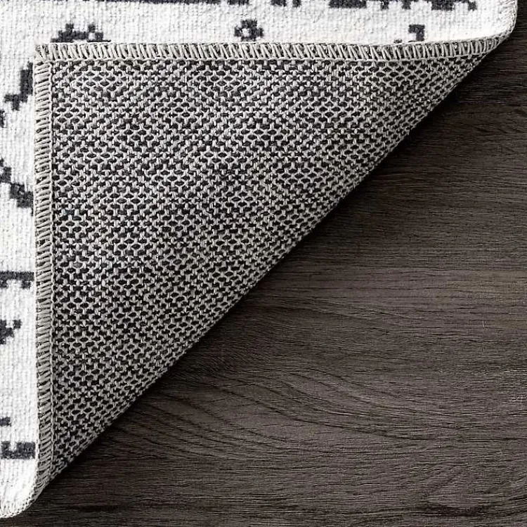 Kirklands Home Black and Ivory Moroccan Washable Area Rug, 5x8 Outlet