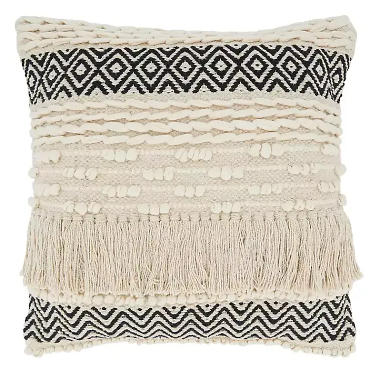 Pillows>Kirklands Home Black and Ivory Moroccan Textured Pillow