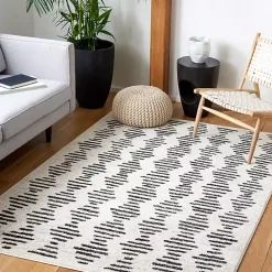 Kirklands Home Black and Ivory Tulum Geometric Area Rug, 5x7 Sale