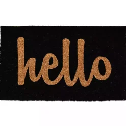Kirklands Home Black and Natural Coir Hello Doormat, 36x24 in. New