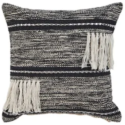Pillows>Kirklands Home Black and Natural Mingled Texture Pillow