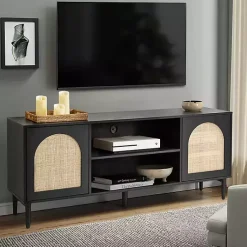 Kirklands Home and Natural Rattan Media Cabinet Black Online