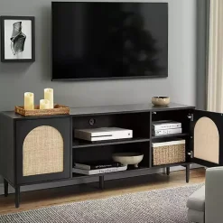 Kirklands Home and Natural Rattan Media Cabinet Black Online