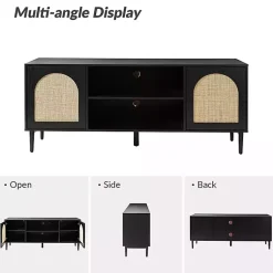 Kirklands Home and Natural Rattan Media Cabinet Black Online
