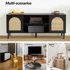 Kirklands Home and Natural Rattan Media Cabinet Black Online