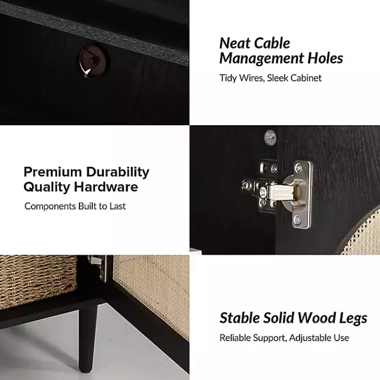 Kirklands Home and Natural Rattan Media Cabinet Black Online