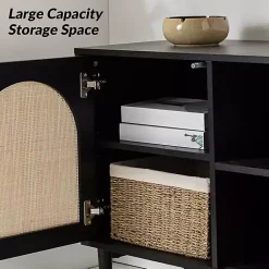 Kirklands Home and Natural Rattan Media Cabinet Black Online