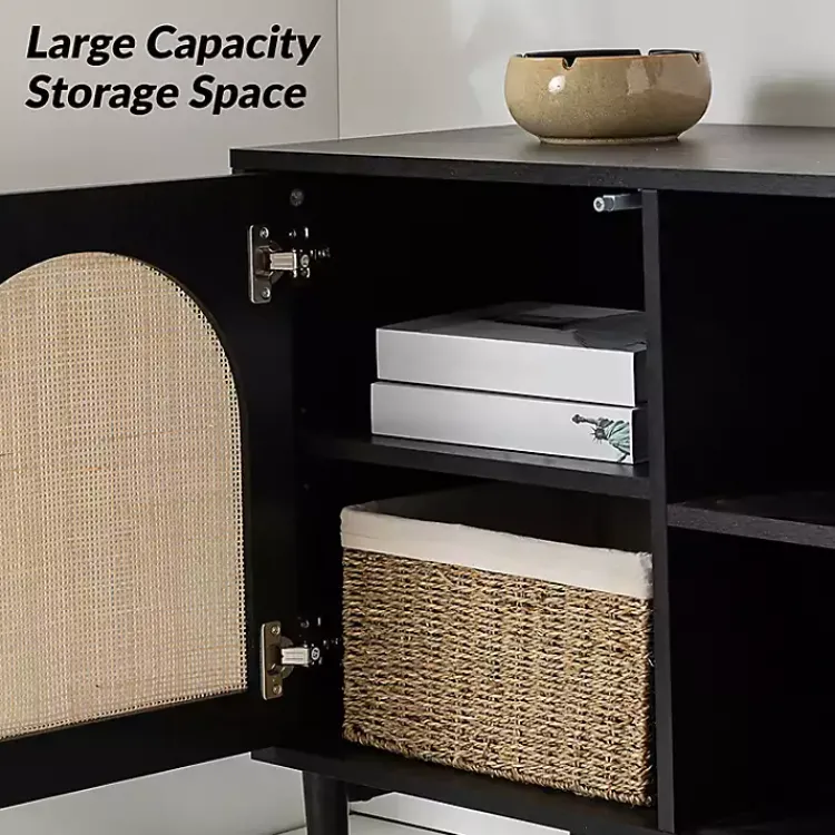 Kirklands Home and Natural Rattan Media Cabinet Black Online