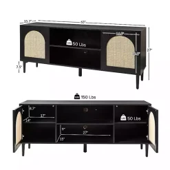 Kirklands Home and Natural Rattan Media Cabinet Black Online