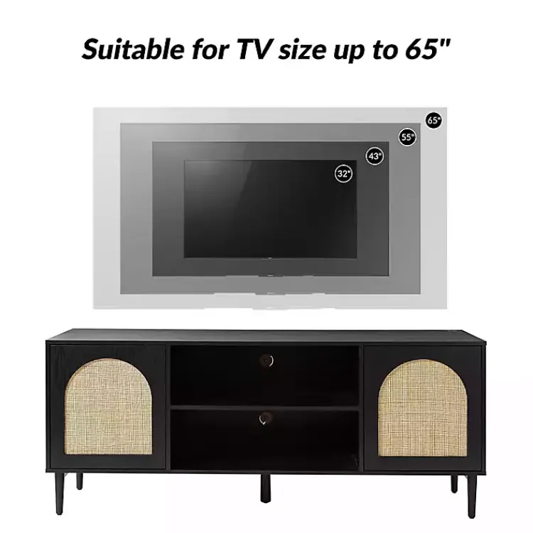 Kirklands Home and Natural Rattan Media Cabinet Black Online