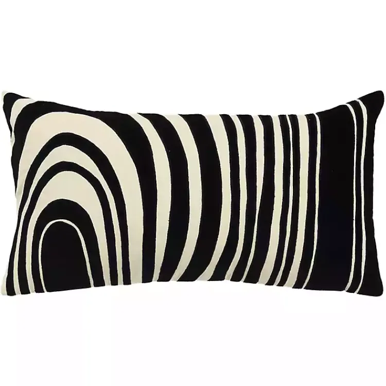 Pillows>Kirklands Home Black and Natural Wave Lumbar Pillow