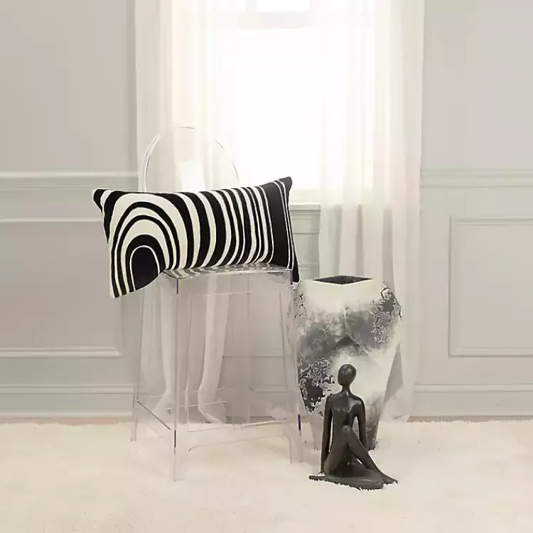 Pillows>Kirklands Home Black and Natural Wave Lumbar Pillow