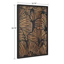 Kirklands Home Black and Natural Wood Botanical Wall Plaque