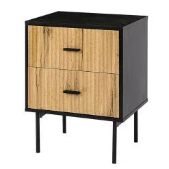 Kirklands Home Black and Natural Wood 2-Drawer Nightstand Hot
