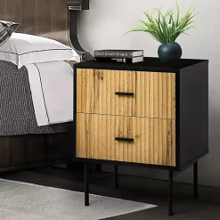 Kirklands Home Black and Natural Wood 2-Drawer Nightstand Hot