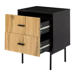 Kirklands Home Black and Natural Wood 2-Drawer Nightstand Hot