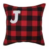 Monogram Seasonal Decor>Kirklands Home Black and Red Buffalo Plaid Monogram J Pillow