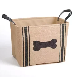 Baskets & Boxes>Kirklands Home Black and Dog Bone Jute Storage Bin Tan