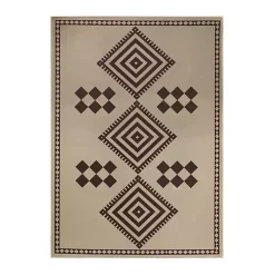 Kirklands Home Black and Tan Kilim Washable Area Rug, 5x7 Clearance