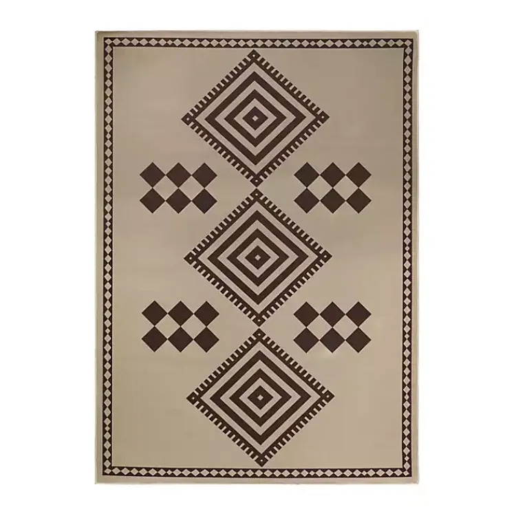 Kirklands Home Black and Tan Kilim Washable Area Rug, 5x7 Clearance