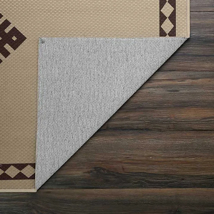 Kirklands Home Black and Tan Kilim Washable Area Rug, 5x7 Clearance