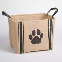 Baskets & Boxes>Kirklands Home Black and Paw Jute Storage Bin Tan