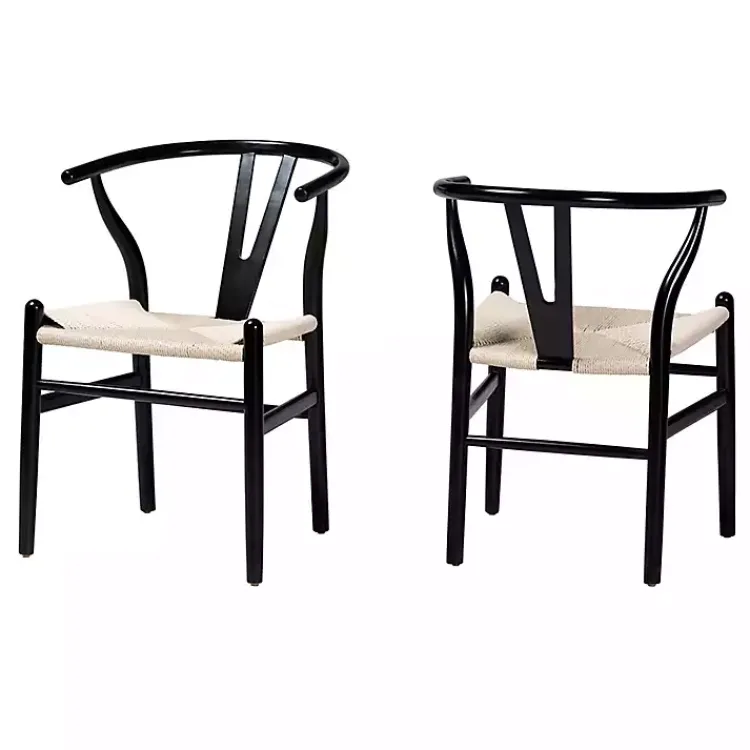 Kirklands Home and Tan Wishbone Dining Chairs, Set of 2 Black Best