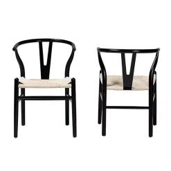 Kirklands Home and Tan Wishbone Dining Chairs, Set of 2 Black Best