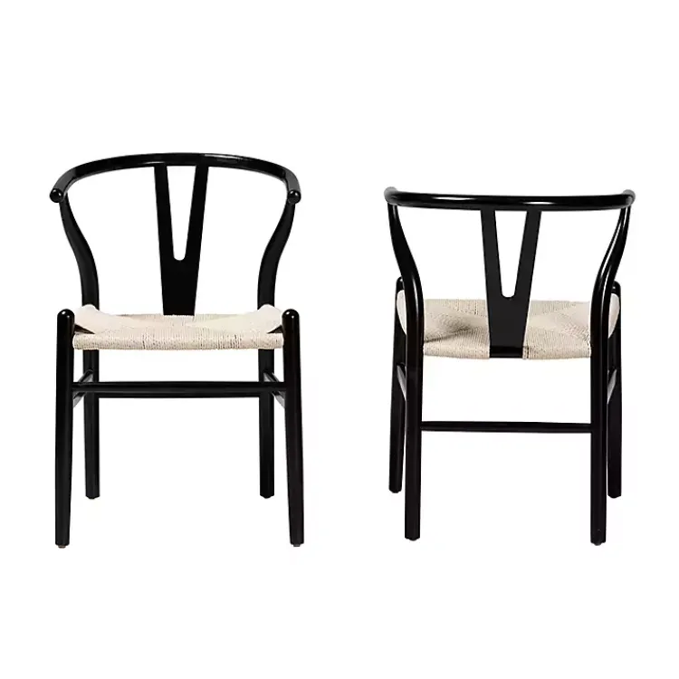Kirklands Home and Tan Wishbone Dining Chairs, Set of 2 Black Best