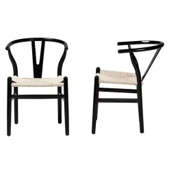 Kirklands Home and Tan Wishbone Dining Chairs, Set of 2 Black Best