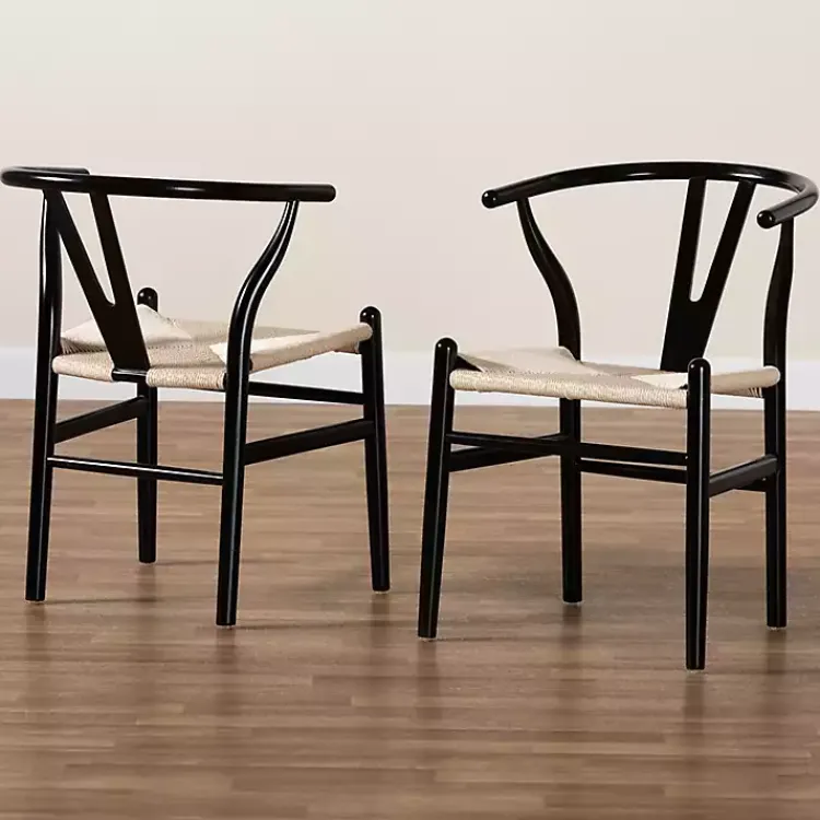 Kirklands Home and Tan Wishbone Dining Chairs, Set of 2 Black Best