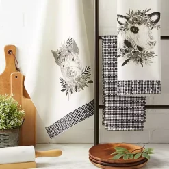 Kirklands Home Black and White Animal Kitchen Towels, Set of 3 New