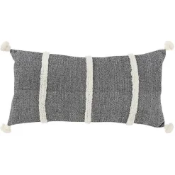 Pillows>Kirklands Home and White Artisanal Stripes Lumbar Pillow Black