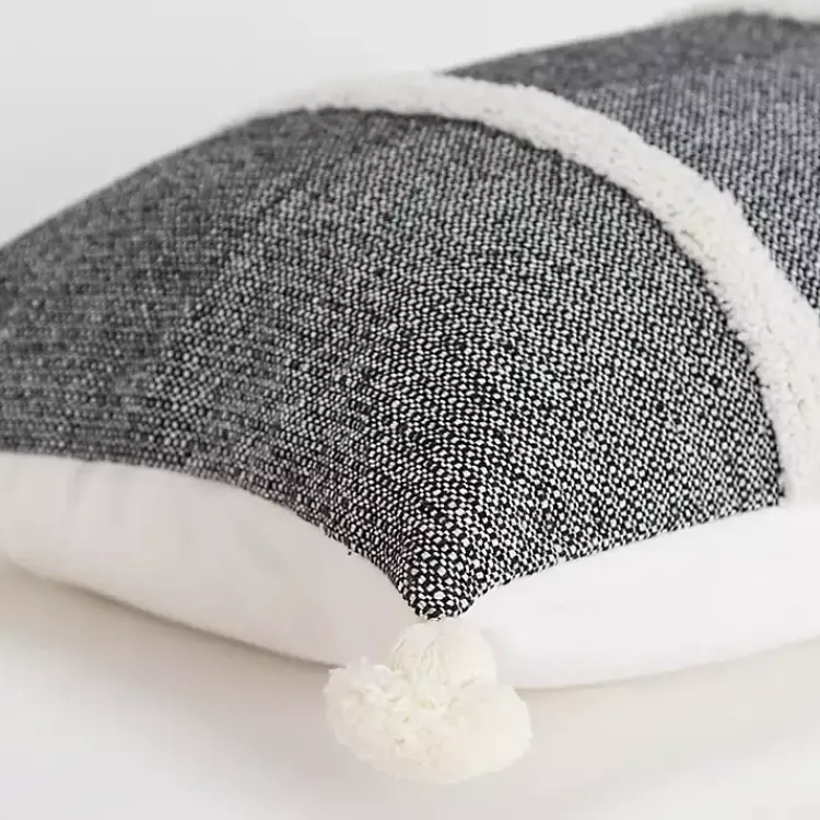 Pillows>Kirklands Home and White Artisanal Stripes Lumbar Pillow Black