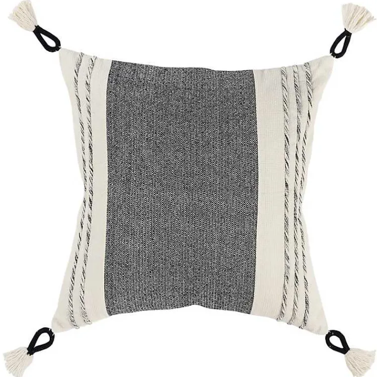 Pillows>Kirklands Home Black and White Block Loop Throw Pillow