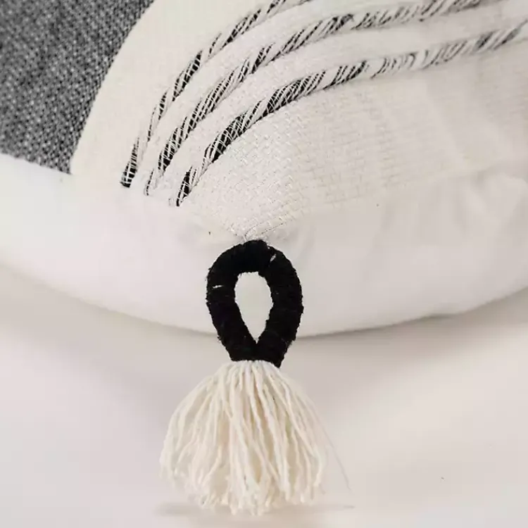 Pillows>Kirklands Home Black and White Block Loop Throw Pillow
