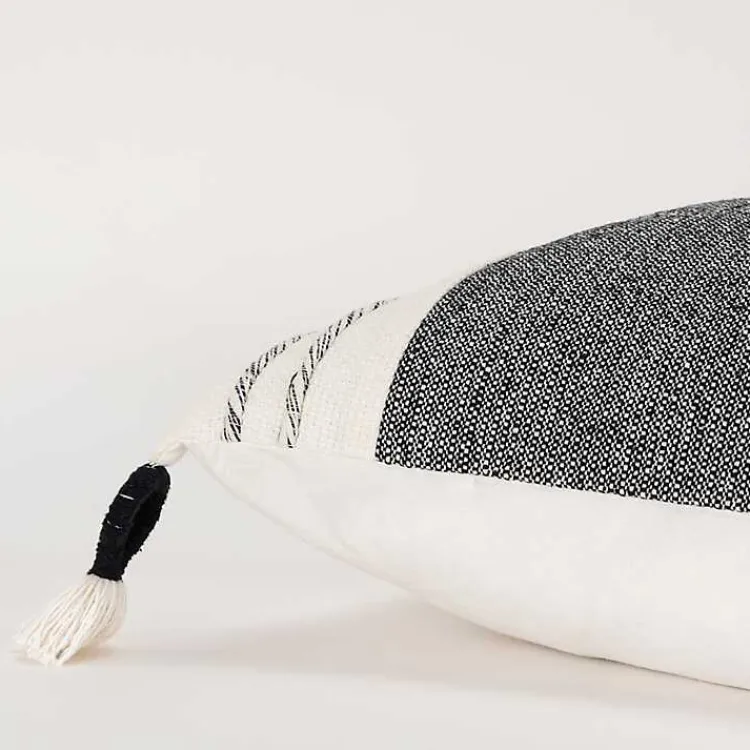 Pillows>Kirklands Home Black and White Block Loop Throw Pillow