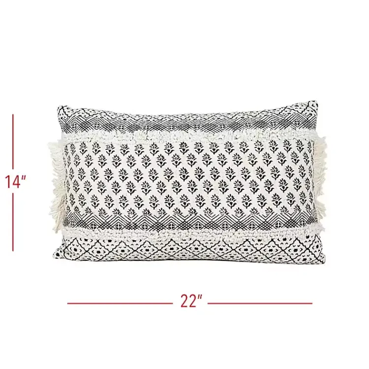 Pillows>Kirklands Home Black and White Boho Print Lumbar Pillow