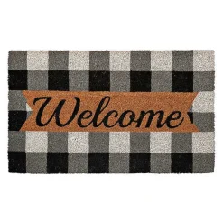 Kirklands Home Black And White Buffalo Check Welcome Mat Outlet