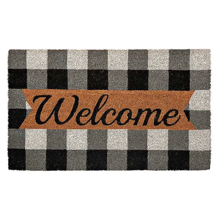 Kirklands Home Black And White Buffalo Check Welcome Mat Outlet