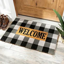 Kirklands Home Black and White Buffalo Check Doormat Discount